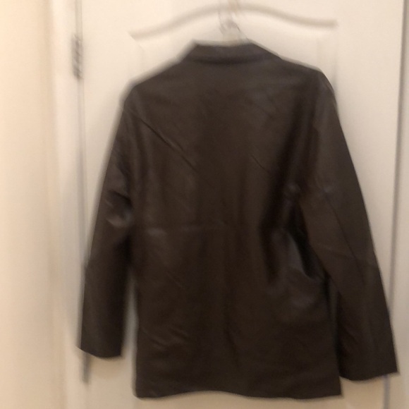 Brown 3 Button  Leather Jacket - Picture 2 of 2